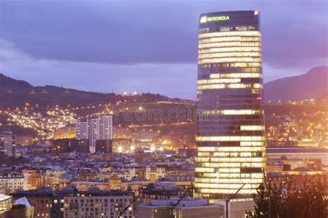 Exterior View of the Iberdrola Tower at Sunset. Editorial Photo - Image ...