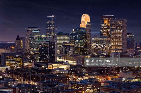 Minneapolis Skyline at Night - Aerial | Minneapolis skyline, Skyline ...