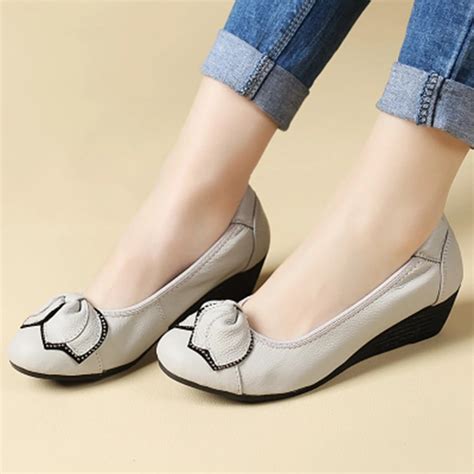 Spring new bow women fashion shoes mothers soft work comfortable shoes ...