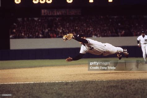 New York Yankees Graig Nettles in action, diving and fielding catch ...