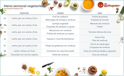 Menú vegetariano semanal, sencillo y completo - De Rechupete