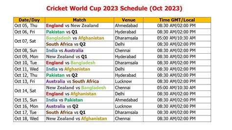 ICC Cricket World Cup 2023 Schedule & Time Table - YouTube