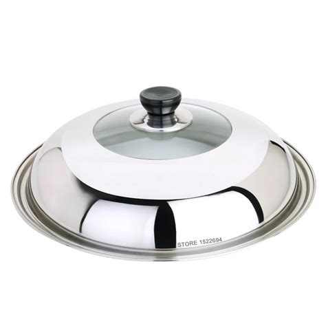 Diameter 32CM Cooking Lid Visible Body Wok Lid Stainless Steel Pan ...