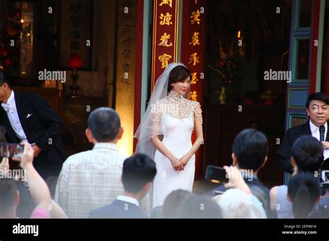 Lin Chi-ling and AKIRA held the wedding ceremony at Tainan Art Museum in Tainan,Taiwan,China on ...