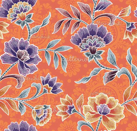 Flower Batik by Bali Cottage Seamless Repeat Royalty-Free Stock Pattern - Patternbank