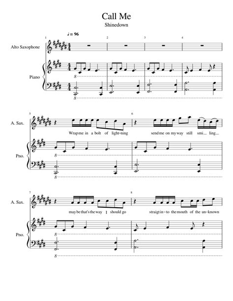 Call Me by Shinedown sheet music for Piano, Alto Saxophone download free in PDF or MIDI