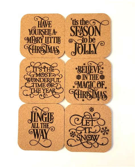 Christmas Sayings / Quotes on Cork Coasters Set of 6 - Etsy