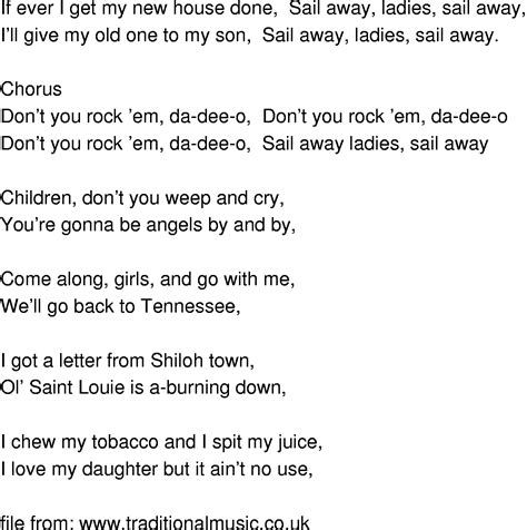 Old-Time Song Lyrics - Sail Away Ladies