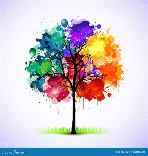 Colorful Tree Abstract Illustration Stock Vector - Illustration of yellow, season: 19412122