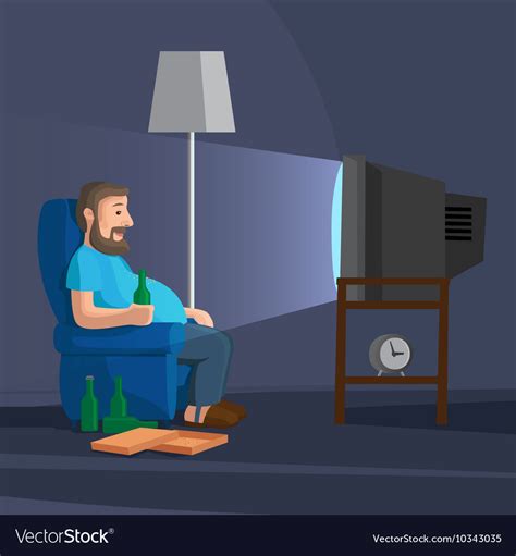 Cartoon man watching tv Royalty Free Vector Image