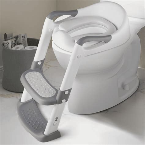 Amzdeal Foldable Potty Training Seat with Ladder & Handles, Adjustable, Kids, Grey - Walmart.com