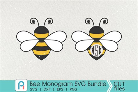 Bee Monogram Svg, Bee Svg, Bee Clip Art, Bee Graphics (287942) | SVGs | Design Bundles