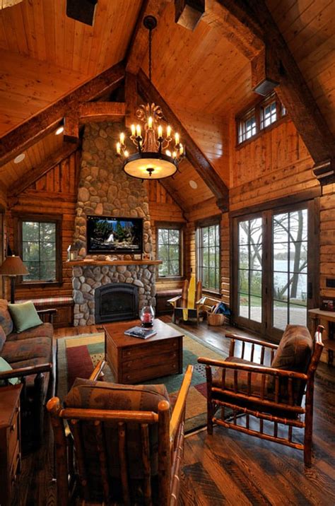 47 Extremely cozy and rustic cabin style living rooms