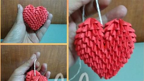 3d origami heart tutorial easy - YouTube