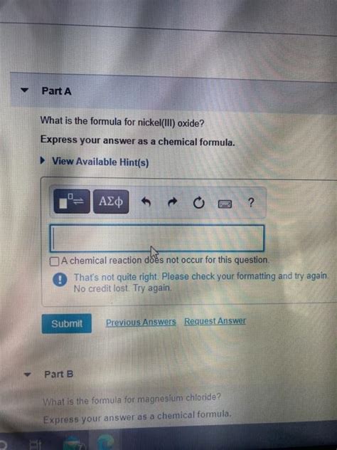 Solved Part A What is the formula for nickel(III) oxide? | Chegg.com