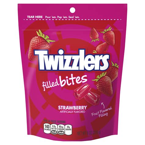 Twizzlers, Filled Bites Strawberry Flavor Chewy Candy, 8 Oz. - Walmart ...