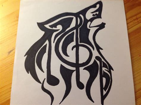 Wolf With Music Note Drawing - SilentArtist1018 © 2015 - Dec 7, 2013 | Music drawings, Easy ...