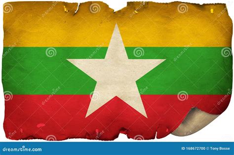 Myanmar Flag on Old Paper stock photo. Image of grunge - 168672700