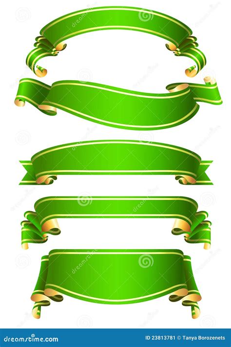 Set of Green Vector Ribbon Banners Stock Vector - Illustration of copyspace, collection: 23813781