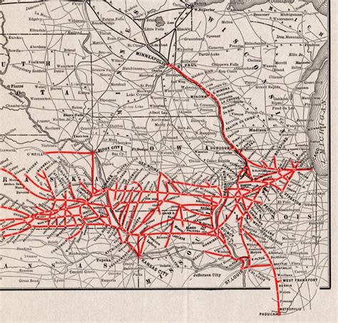 1921 Antique Chicago Burlington Quincy Railroad System Map | Etsy