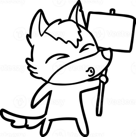 cartoon wolf with protest sign icon 40483051 PNG