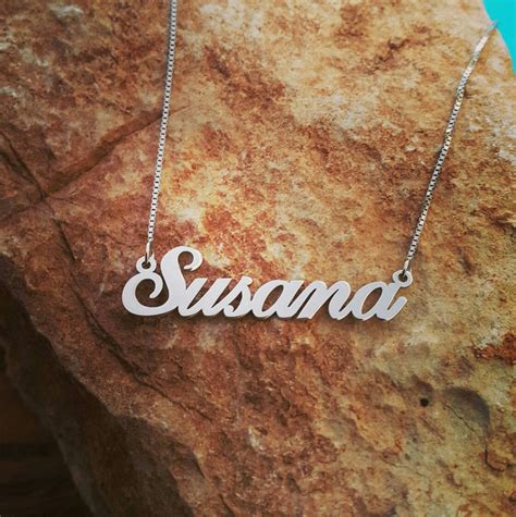 14k White gold name necklace / 14 ct WHITE gold solid gold name necklace / nameplate necklace in ...