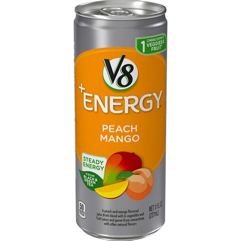 V8 +Energy, Healthy Energy Drink, Peach Mango, 8 Ounce Can - Walmart.com - Walmart.com