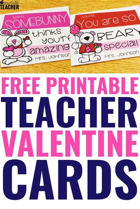 Free Printable Teacher Valentine Cards Your Students will Love | Teacher valentine cards ...