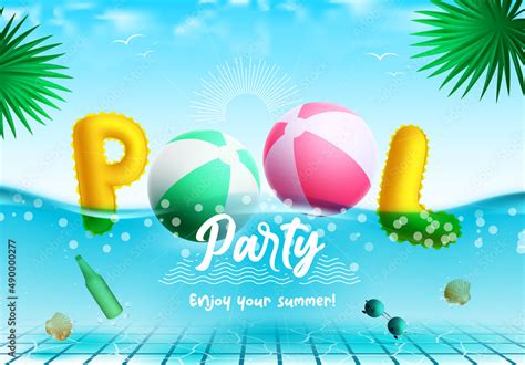 Summer party vector concept design. Pool party typography creative text ...