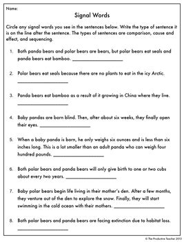 Text Structures: Signal Words Worksheets by The Productive Teacher