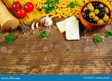 Italian Cuisine Food Ingredients Stock Image - Image of space, ingredients: 83787555