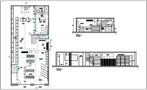 Interior design of commercial shop plan with different axis section ...