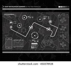 Headup Display Navigation Map Elements Web Stock Vector (Royalty Free ...