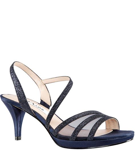 Nina Leather Nazima Platform Dress Sandals in Navy Glitter (Blue) - Lyst