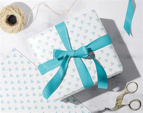 Baby Blue Hearts Wrapping Paper Sheet Luxury 115gsm Silk - Etsy