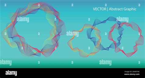 Vector graphic elements of ribbon banner shapes, abstract wavy parallel lines circles using ...