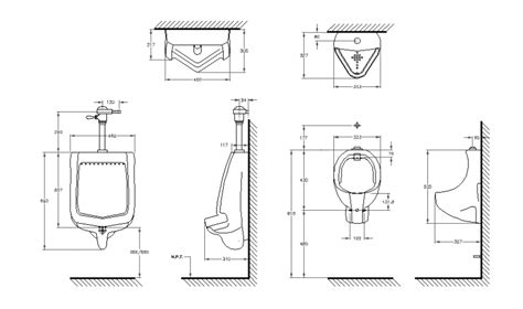 Creative urinal blocks section cad details dwg file - Cadbull