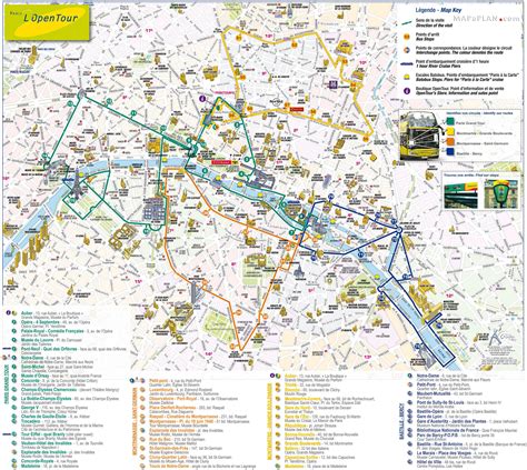 Paris top tourist attractions map - Open top double decker bus tour