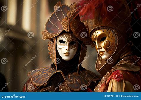 Venetian Masks at Traditional Masquerade Stock Illustration - Illustration of purim, mardigras ...