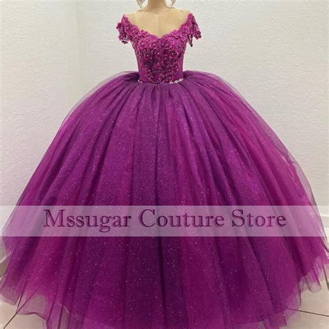 2023 Purple Lace Quinceanera Dresses Ball Gown Sweetheart Crystal Beading 3D Flowers Sweet 16 ...