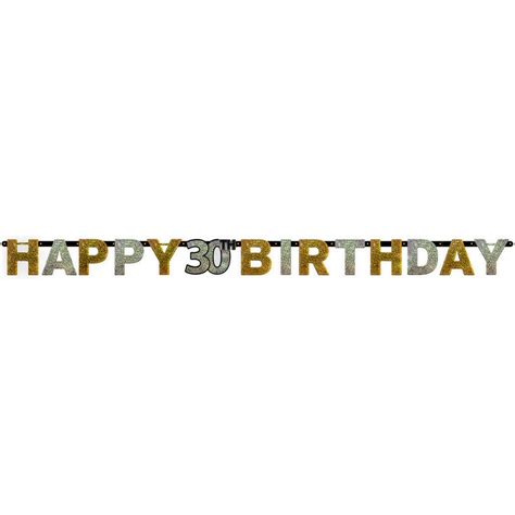 Sparkling Celebration Happy 30th Birthday Banner - Gold/Silver | BIG W