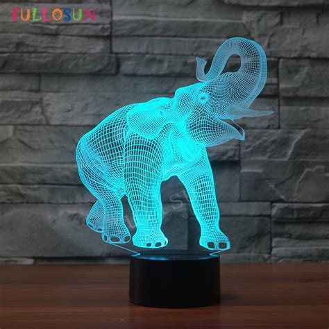 3D USB Lights Elephant LED Table Lamp 7 Color Change Touch Control LED Bedroom Decorative ...