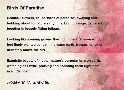 Birds Of Paradise - Birds Of Paradise Poem by RoseAnn V. Shawiak