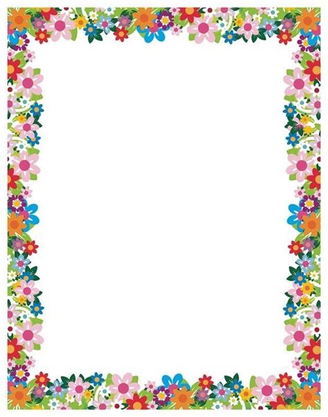 a colorful floral frame with flowers on the edges and bottom border, in different colors