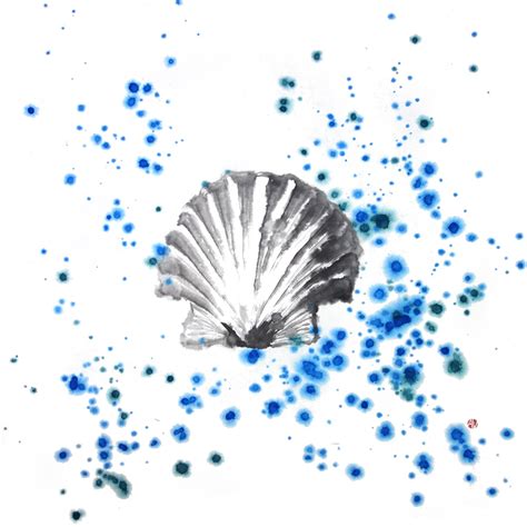 AnnaVladi.com - Seashell (Scallop shell) / Paintings - Orient inspired art