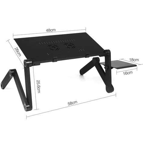 the adjustable laptop desk is shown with measurements for each side and ...