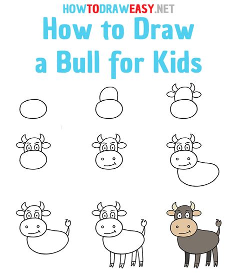 How To Draw A Bull Printable Step By Step Drawing Sheet | Images and ...