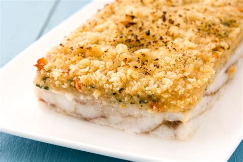 White Fish Casserole with Cheese on Blue Wooden Background. Stock Image - Image of food, meal ...