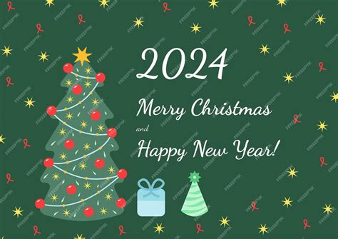 Premium Vector | Christmas and new year greeting card 2024