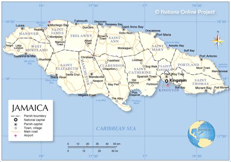 capital of each parish in jamaica